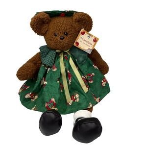 Homespun Teddy Bear Collection Christmas Dress Plush Toy Primitive Collectible